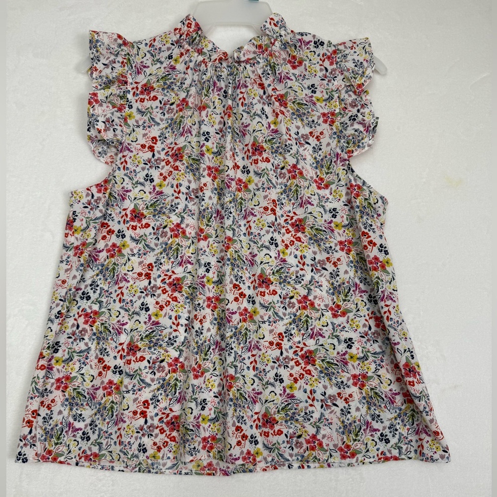 W5 XL Ruffle Sleeve Floral Blouse Multicolor Top